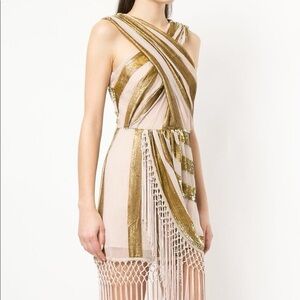 Alice McCall Surrealist Gold Metallic Fringe Dress